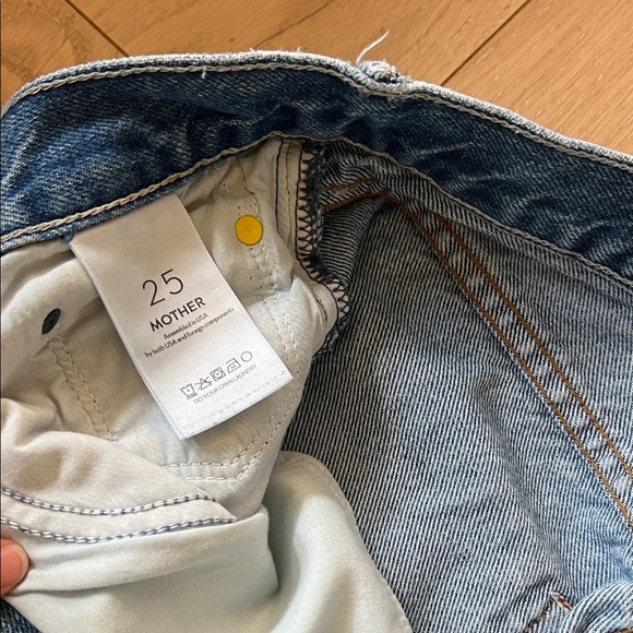 MOTHER Wide Leg Flared Jeans in Medium Blue Denim - Picture 2 of 6